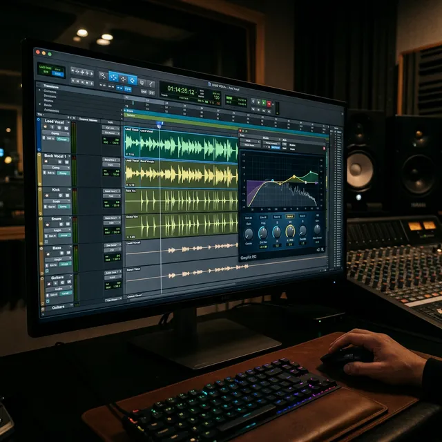 Audio recording editor screen waveforms