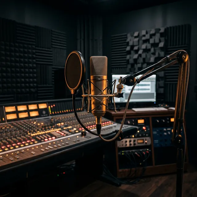 Resonance Audio Studio — Neumann U87 microphone in recording booth